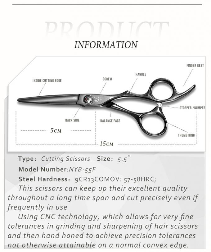 5.5 Inch Professional Titanium Hair Scissors Beautiful Shape High Sharpness
