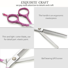 Slim Colourful Professional Hair Thinning Shears Pink Painted High Precision