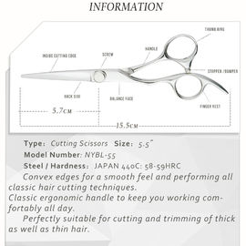 Stainless Steel Left Handed Hair Scissors , Hair Salon Shears High Precision