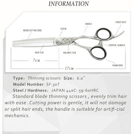 EUR Thinner Japanese Steel Hairdressing Scissors Adjustable Screw