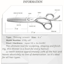 High End Professional Hair Thinning Scissors For Engraving Shaping 26 Teeth